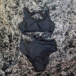 SheIn Two Piece Black Strappy Bikini Size Medium